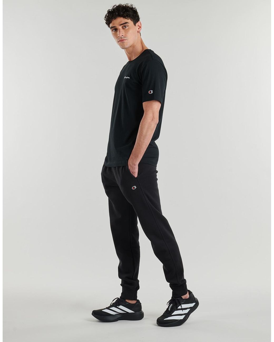 Champion Black Tracksuit Bottoms Rib Cuff Pants for men