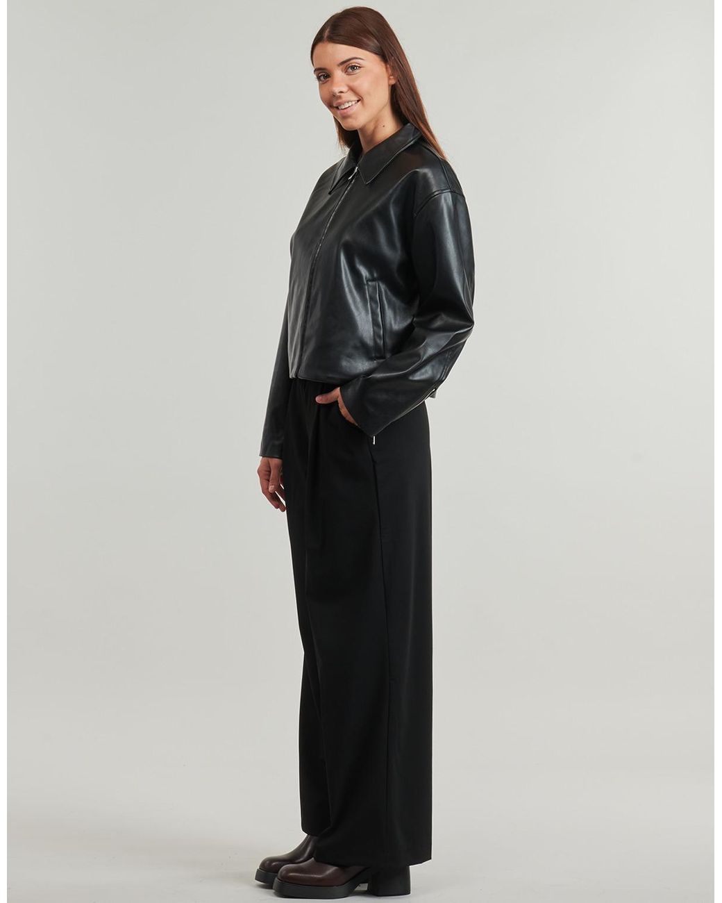 ONLY Black Leather Jacket Onlnicki Faux Leather