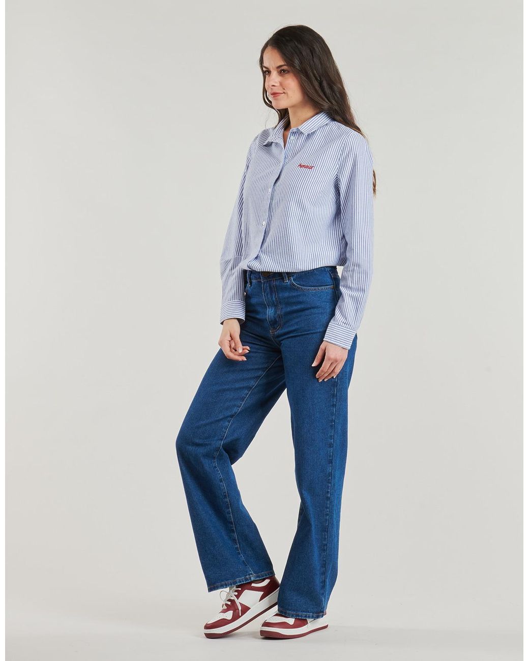 Pieces Blue Shirt Pcirene Ls Shirt