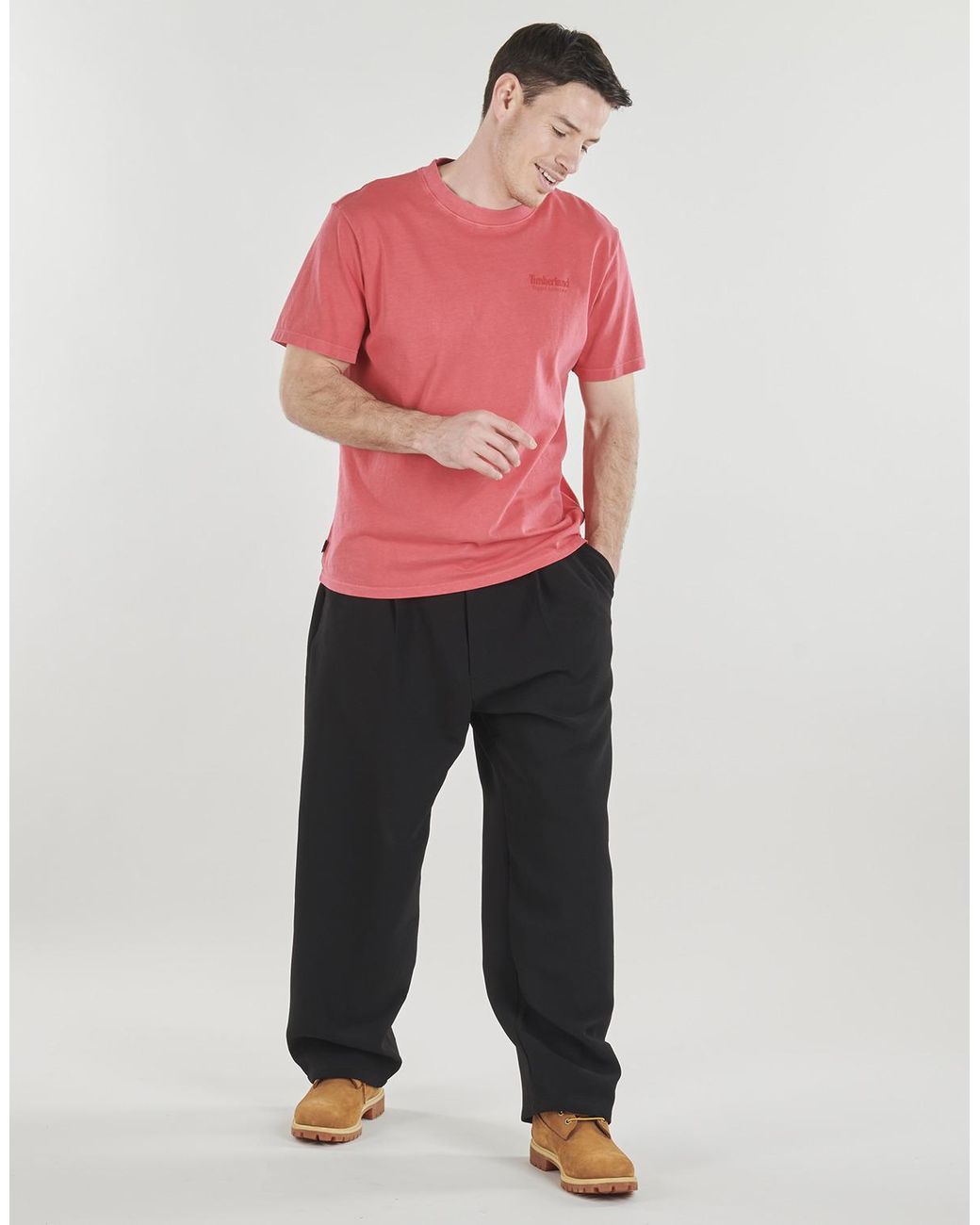 Timberland Pink T Shirt RUGGED Active Gear Back Graphic Tee for men