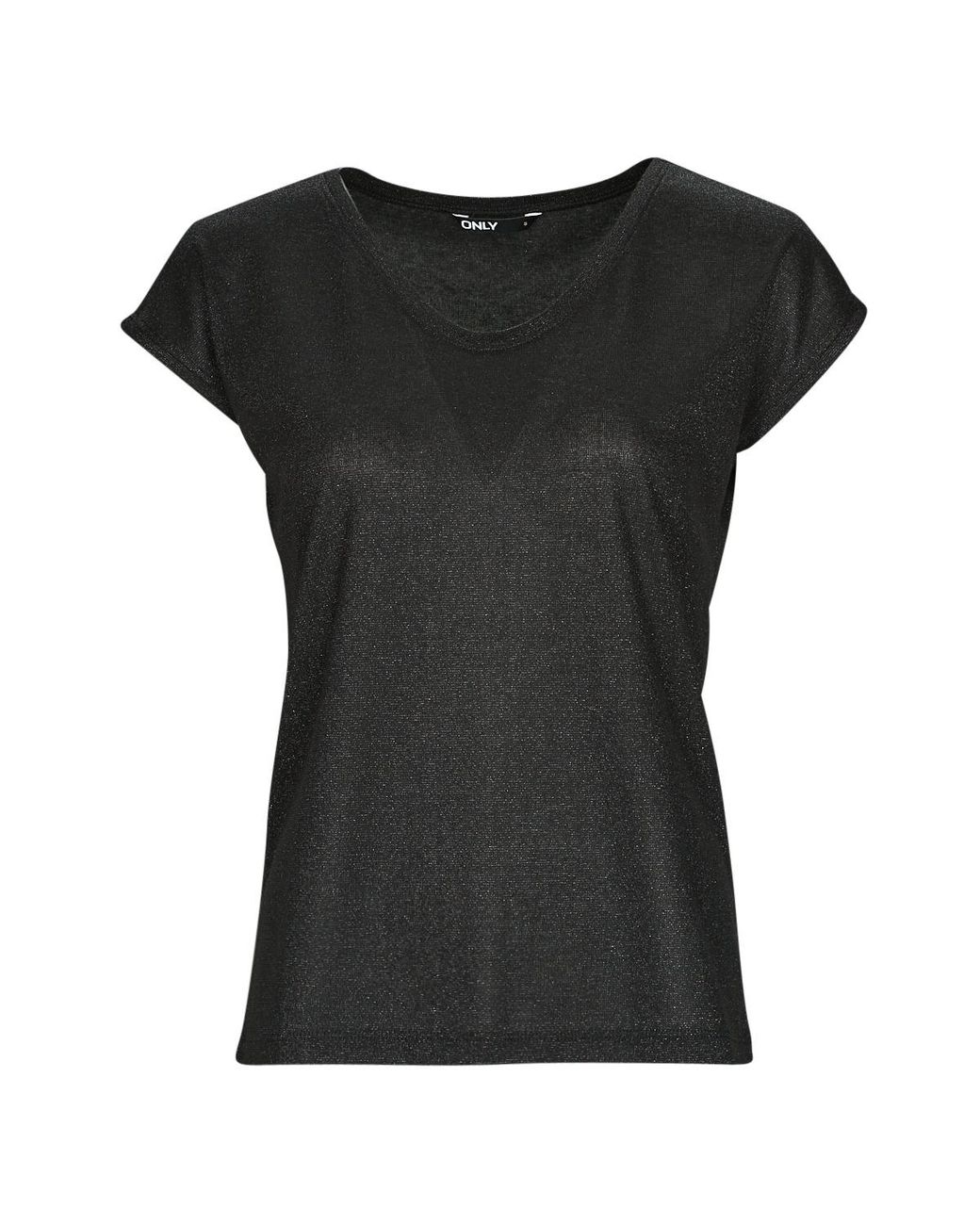 ONLY Black Onlsilvery S/s V Neck Lurex Top Jrs Blouse