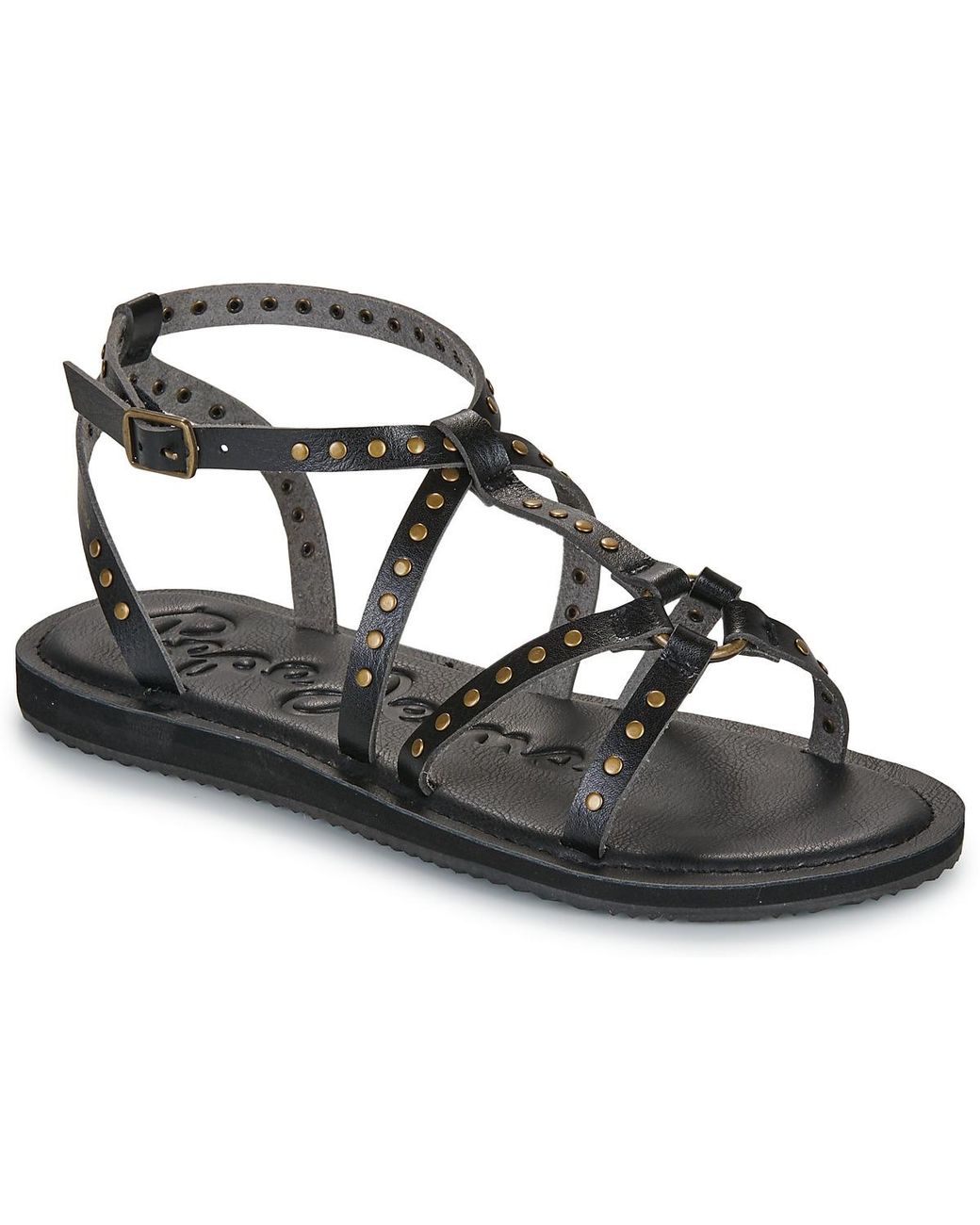 Pepe Jeans Black Flat Sandals Rio Studs W
