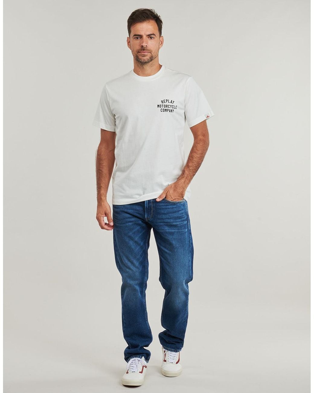 Replay White T Shirt for men