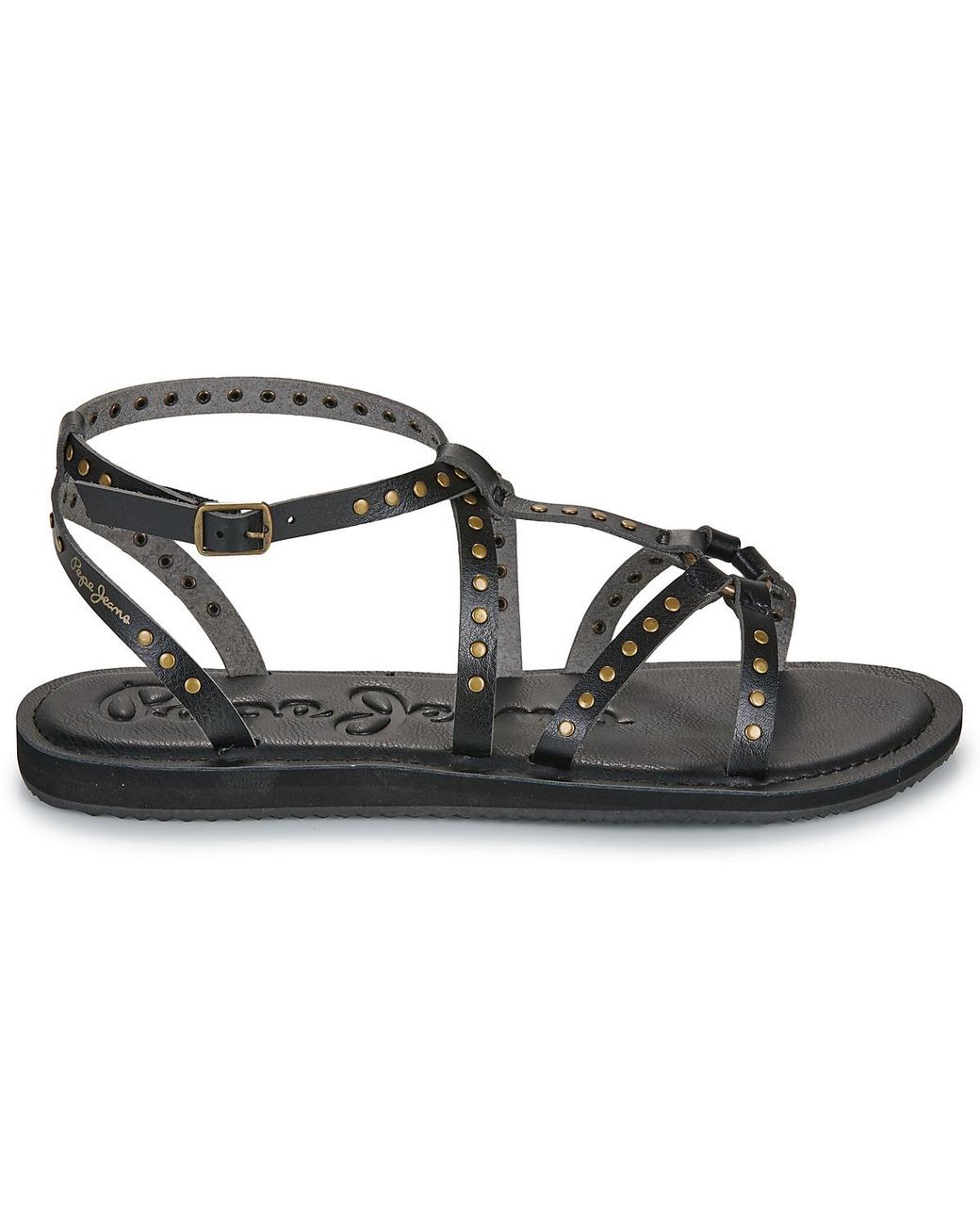 Pepe Jeans Black Flat Sandals Rio Studs W