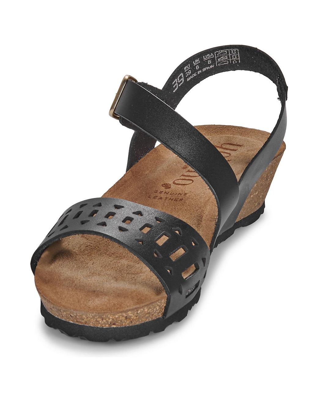 Yokono Black Wedge Sandals Monaco