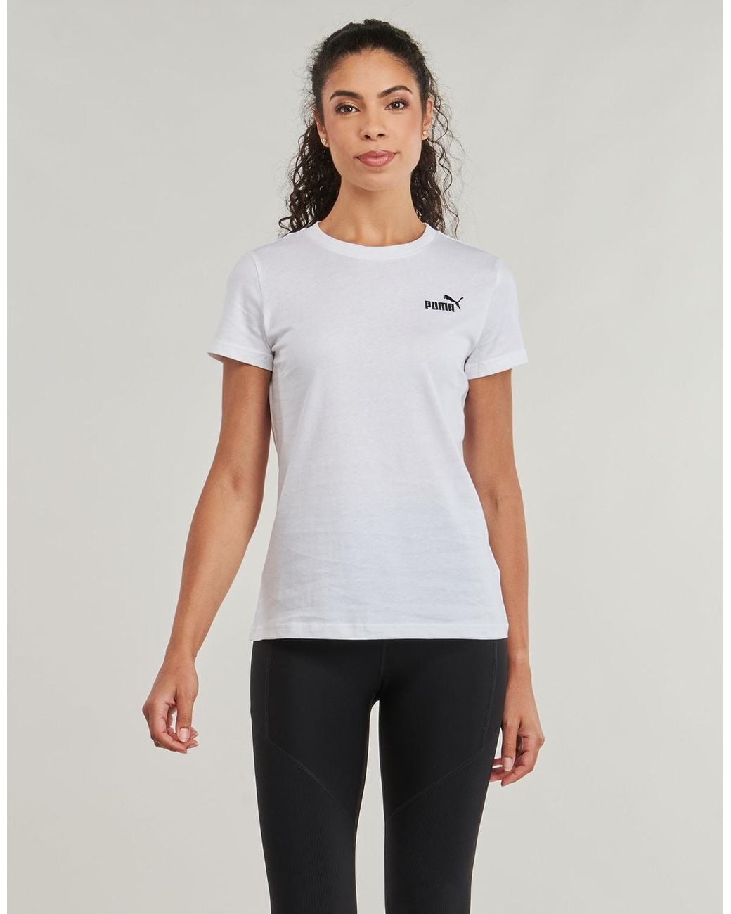PUMA White T Shirt Ess Small No.1 Tee