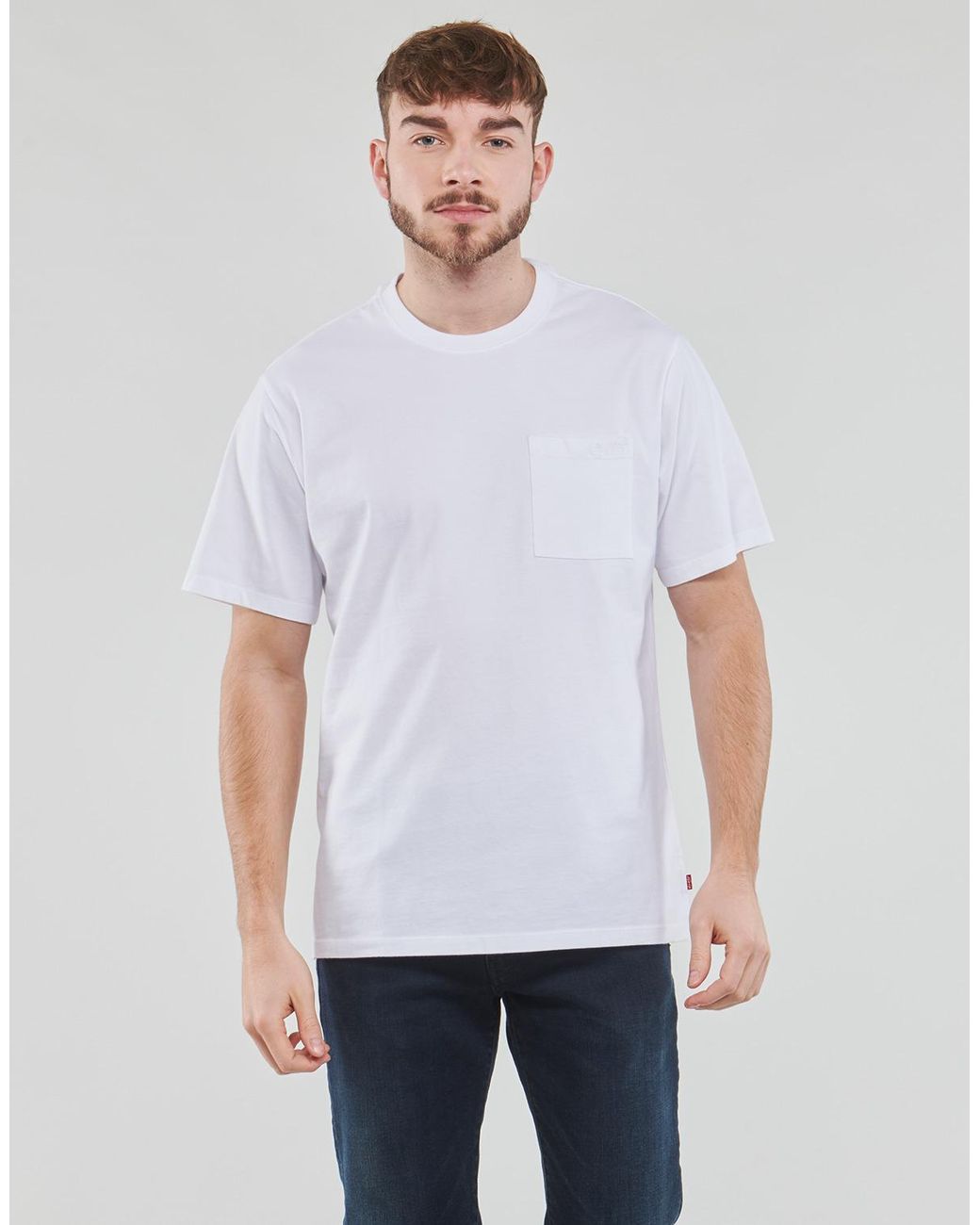 Levi's White T Shirt Ss Pocket Tee Rlx for men