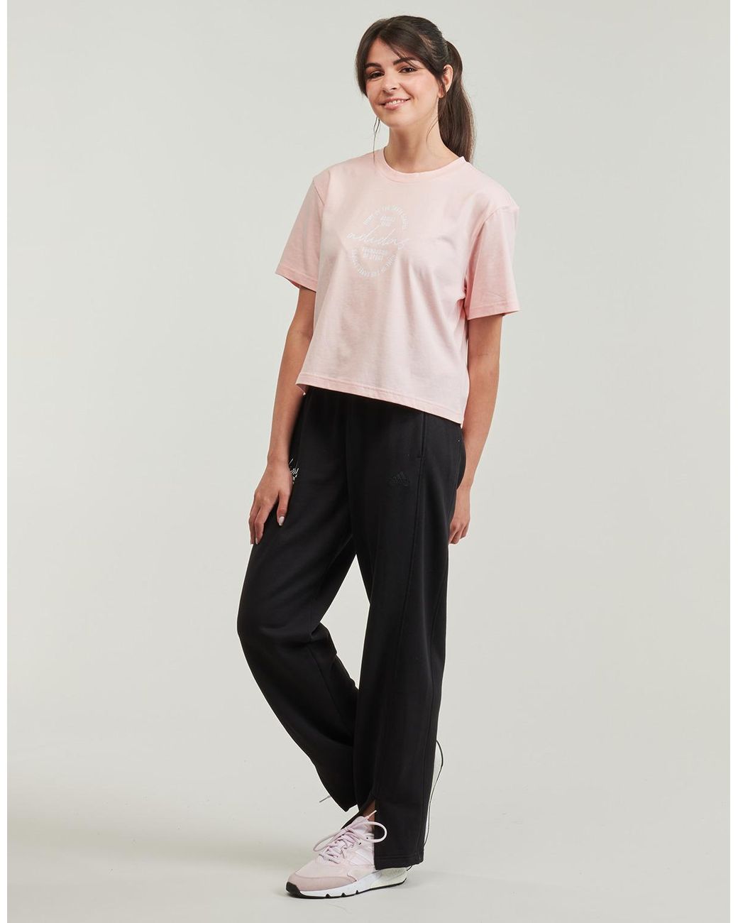 Adidas Pink T Shirt Brand Love Signature Graphic T-shirt