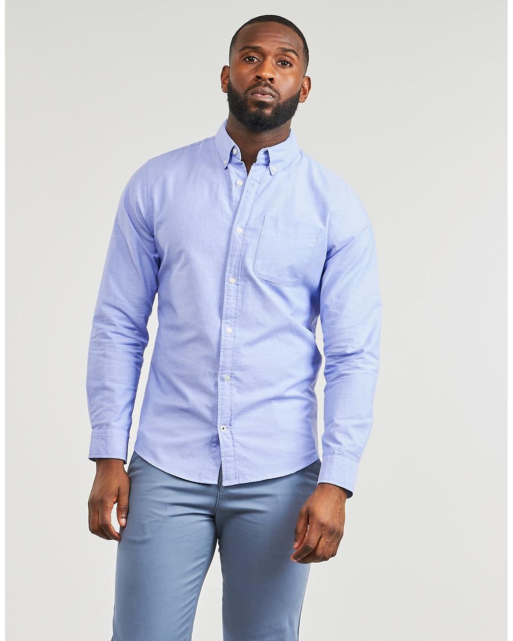 Jack & Jones Blue Long Sleeved Shirt Jjeoxford Shirt Ls for men