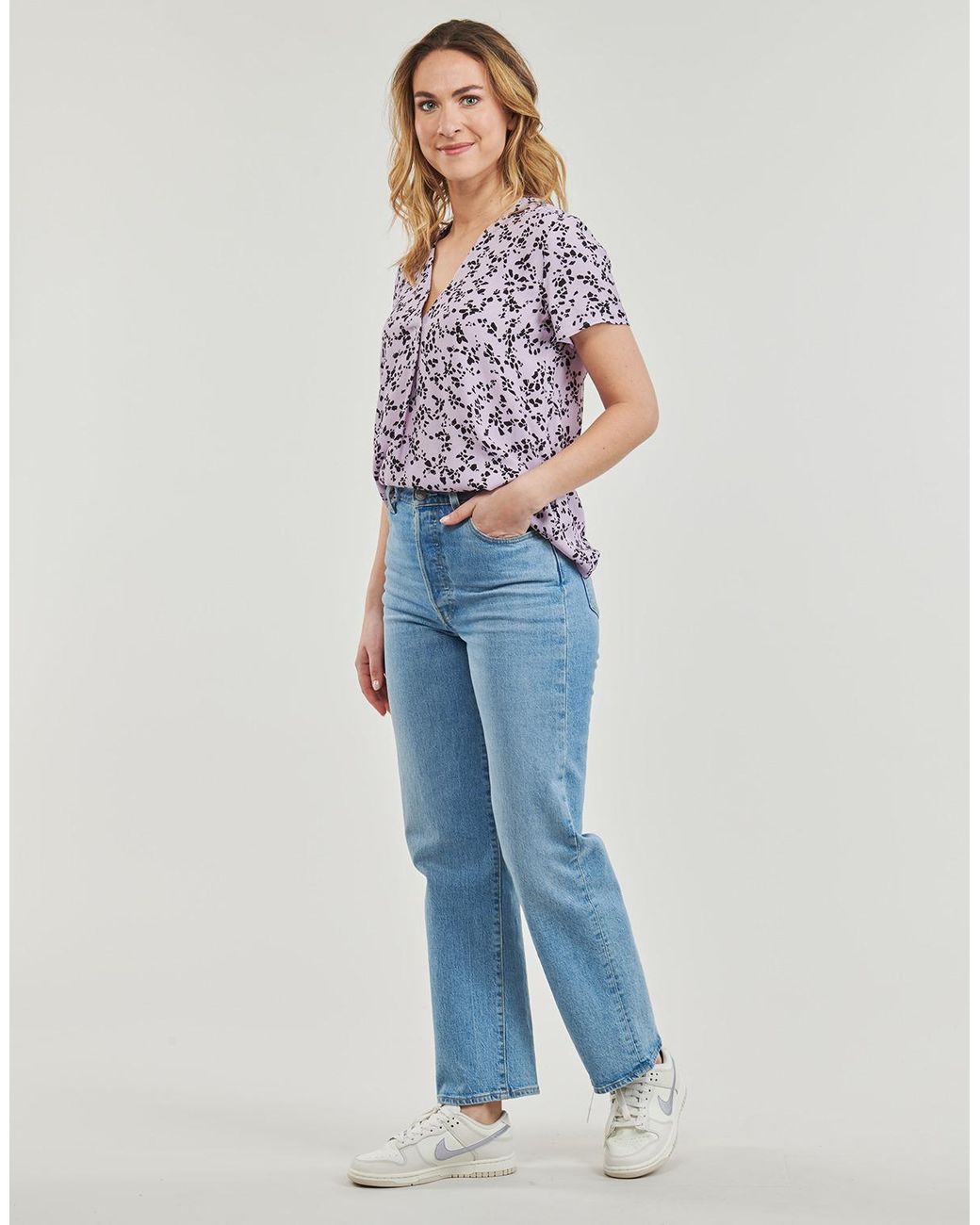 Esprit Purple Blouse Ski V Neck Blou