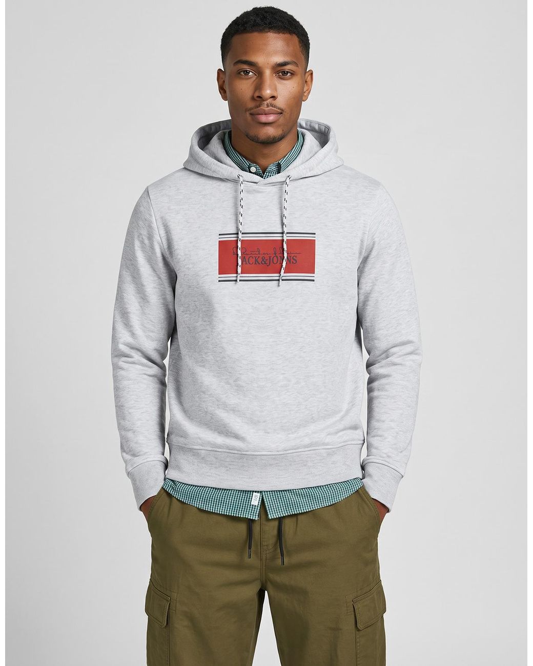 Jack & Jones Gray Hoodies Jjbuster Sweat Hood for men
