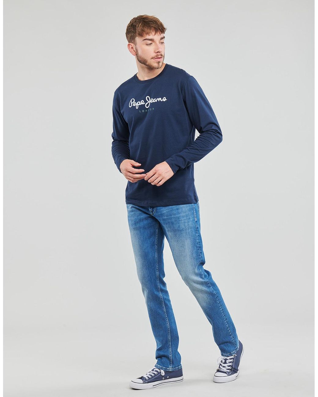 Pepe Jeans Blue EGGO Long Long Sleeve T-shirt for men
