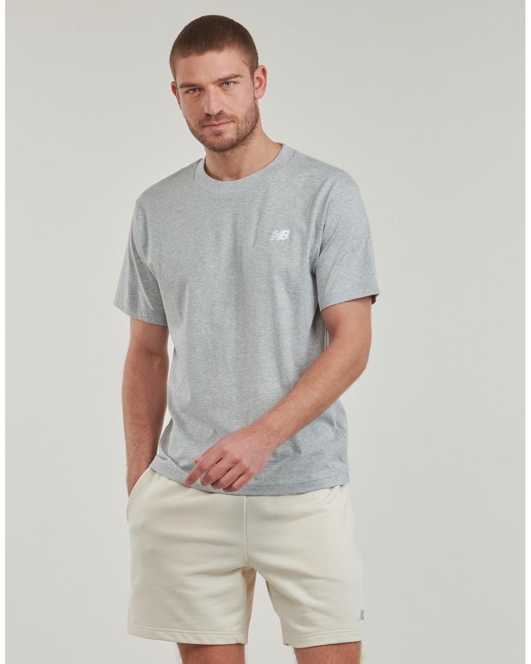 New Balance Gray T Shirt Small Logo Jersey Tee for men