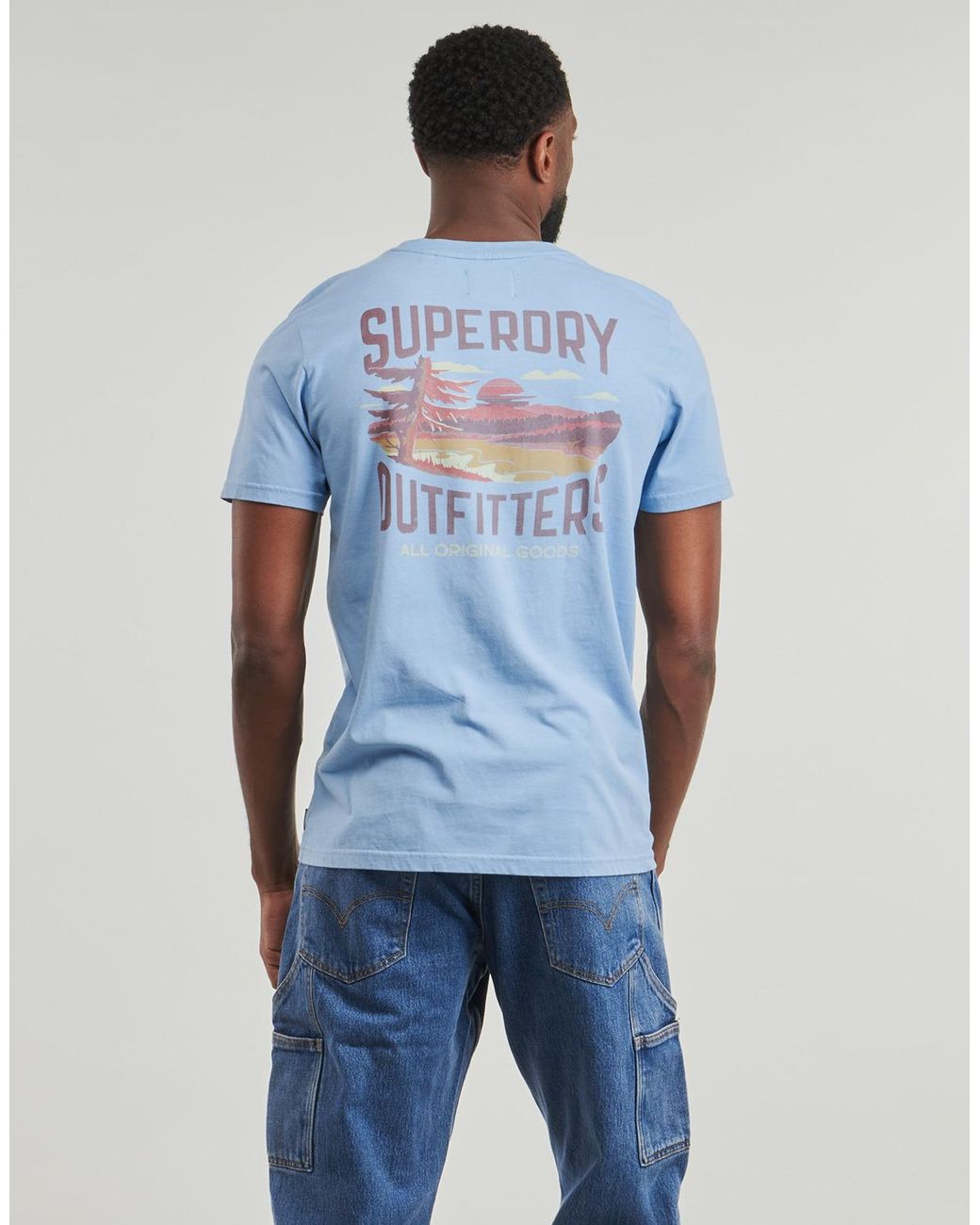 Superdry Blue T Shirt Outdoors Mountain Rlxd Tee for men