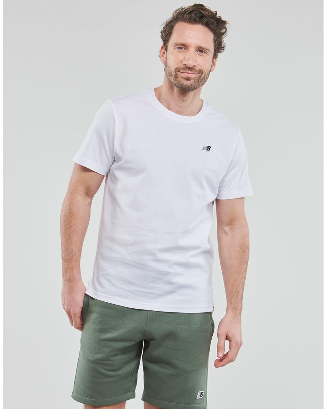 New Balance White T Shirt Small Logo Tee for men