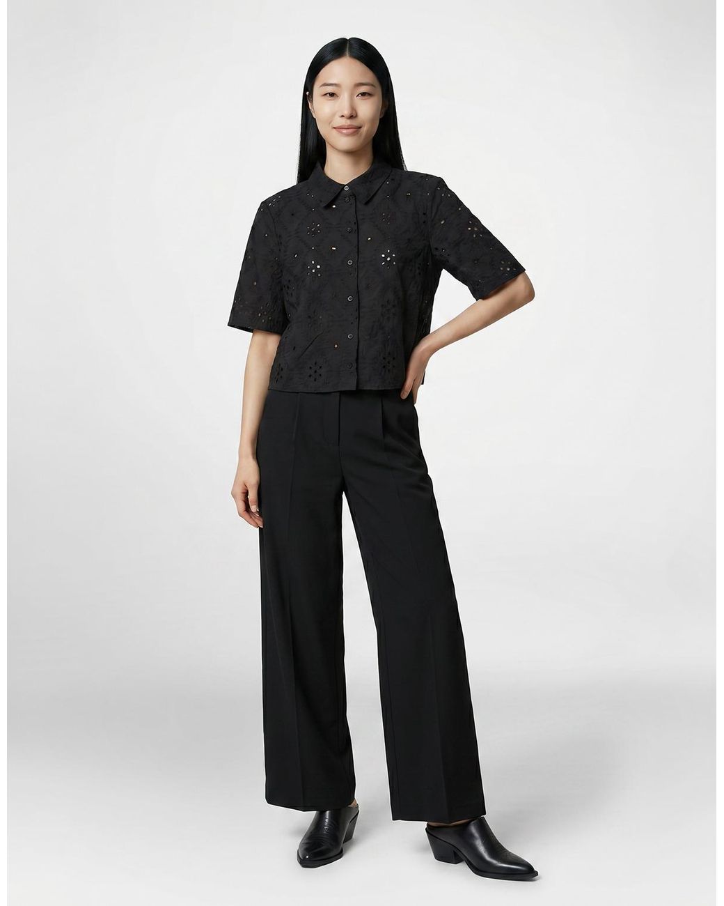 Vero Moda Black Blouse Vmeliza Short 2/4 Sleeve Shirt