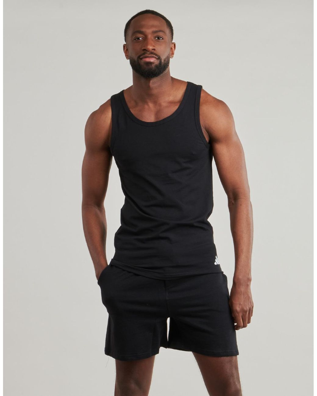 Adidas Black Tops / Sleeveless T-shirts Active Flex Cotton Pack De 2 for men