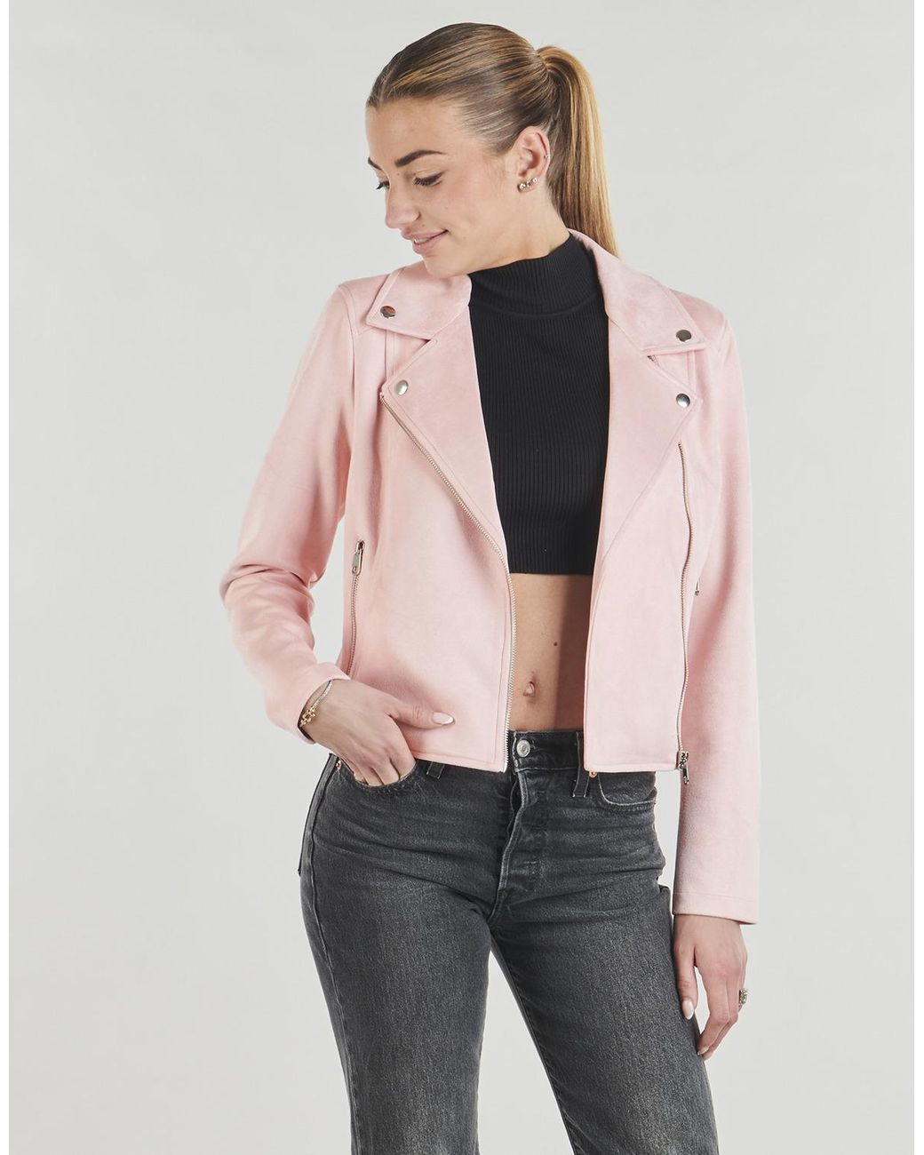 Vero Moda Pink Leather Jacket Vmjose Short Faux Suede