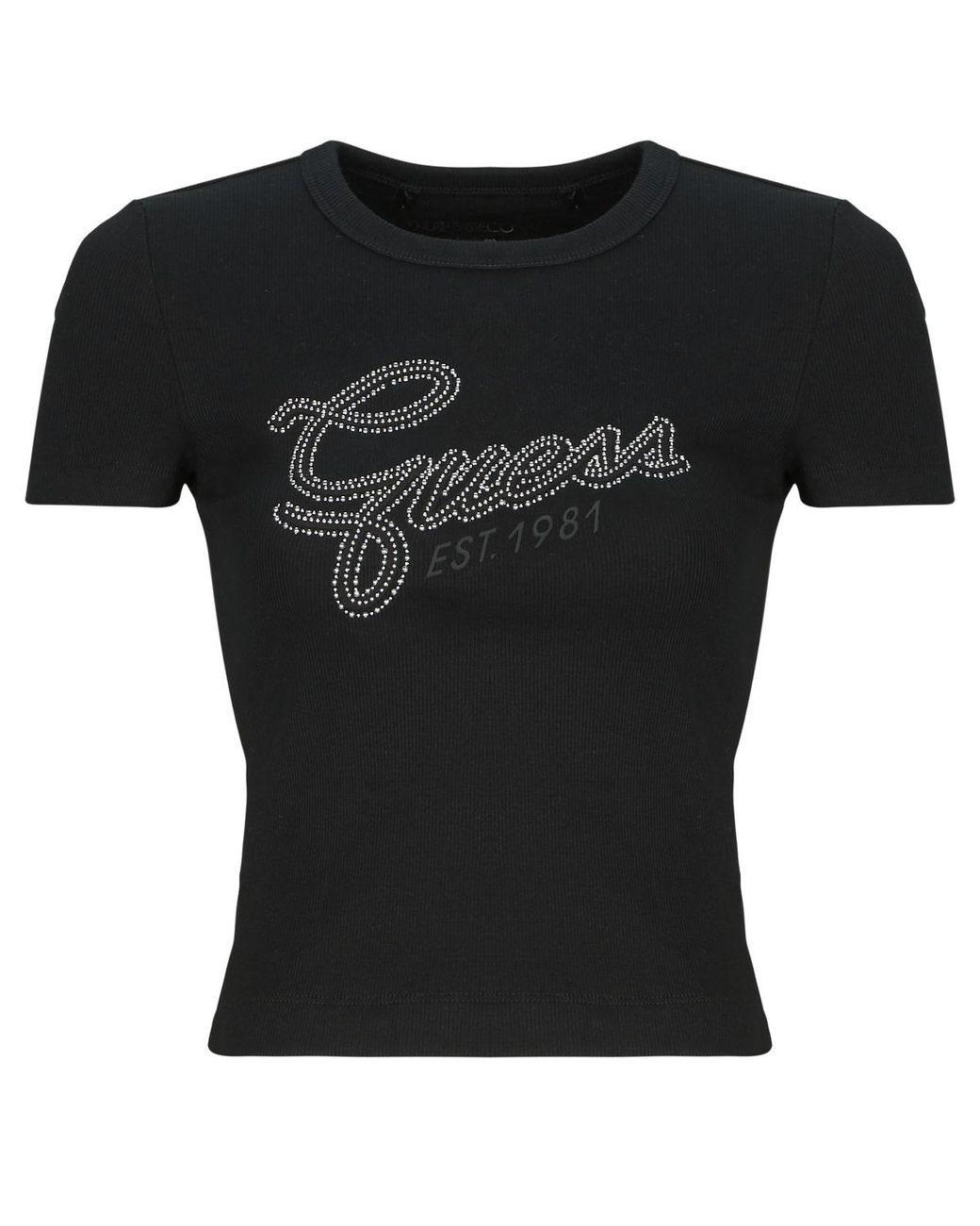Guess Black T Shirt Ss Cn Studs