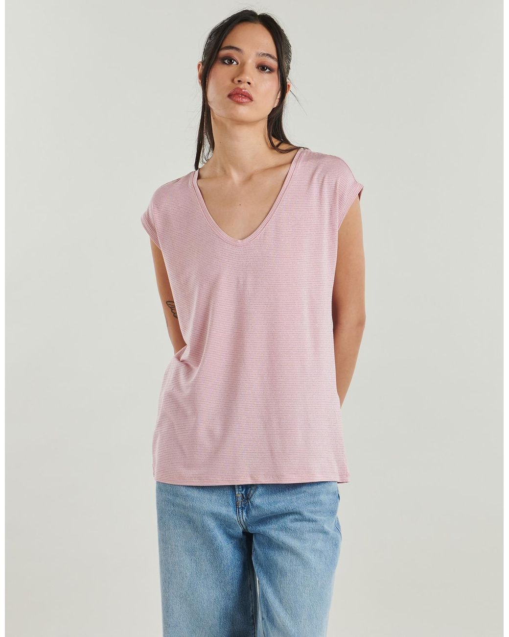 Pieces Pink T Shirt Pcbillo Tee Lurex Stripes