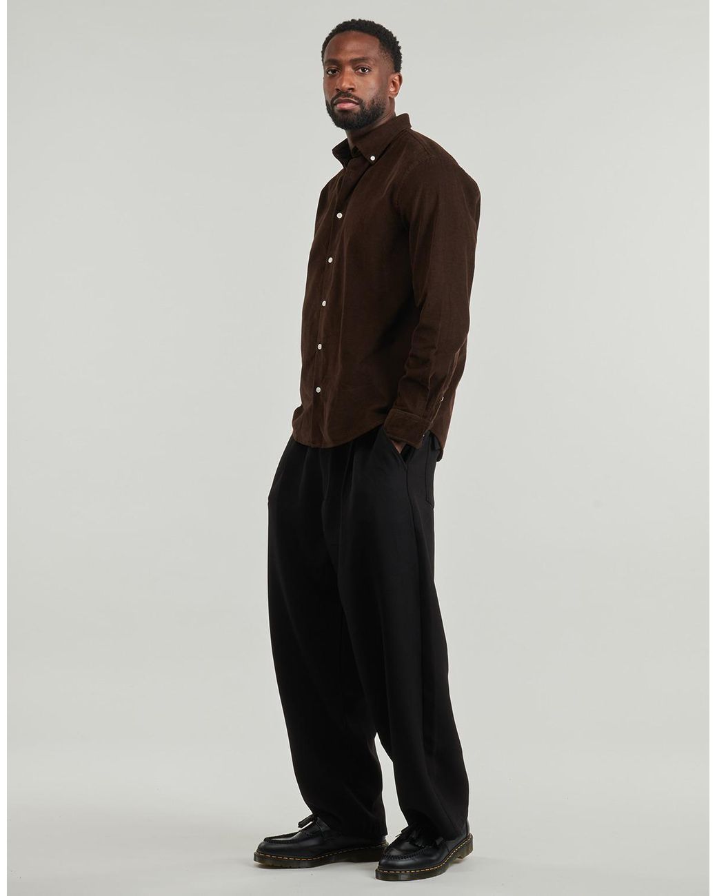 SELECTED Brown Long Sleeved Shirt Slhregdanni Cord for men