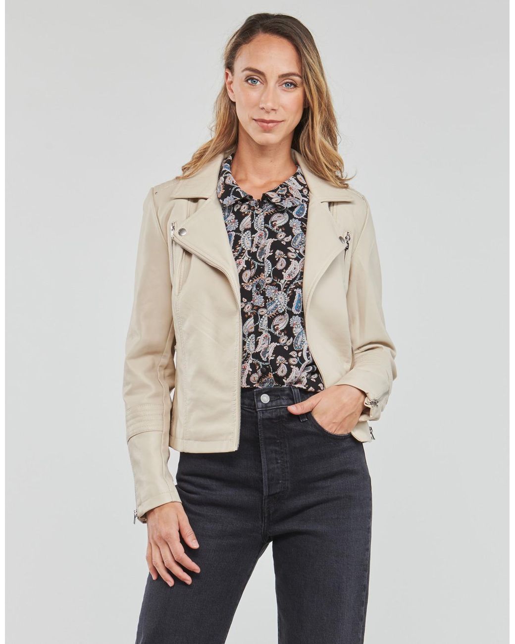 ONLY Natural Onlgemma Faux Leather Biker Otw Noos Leather Jacket