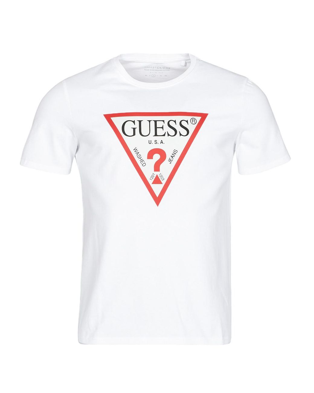 Guess White Logo T Shirt for men