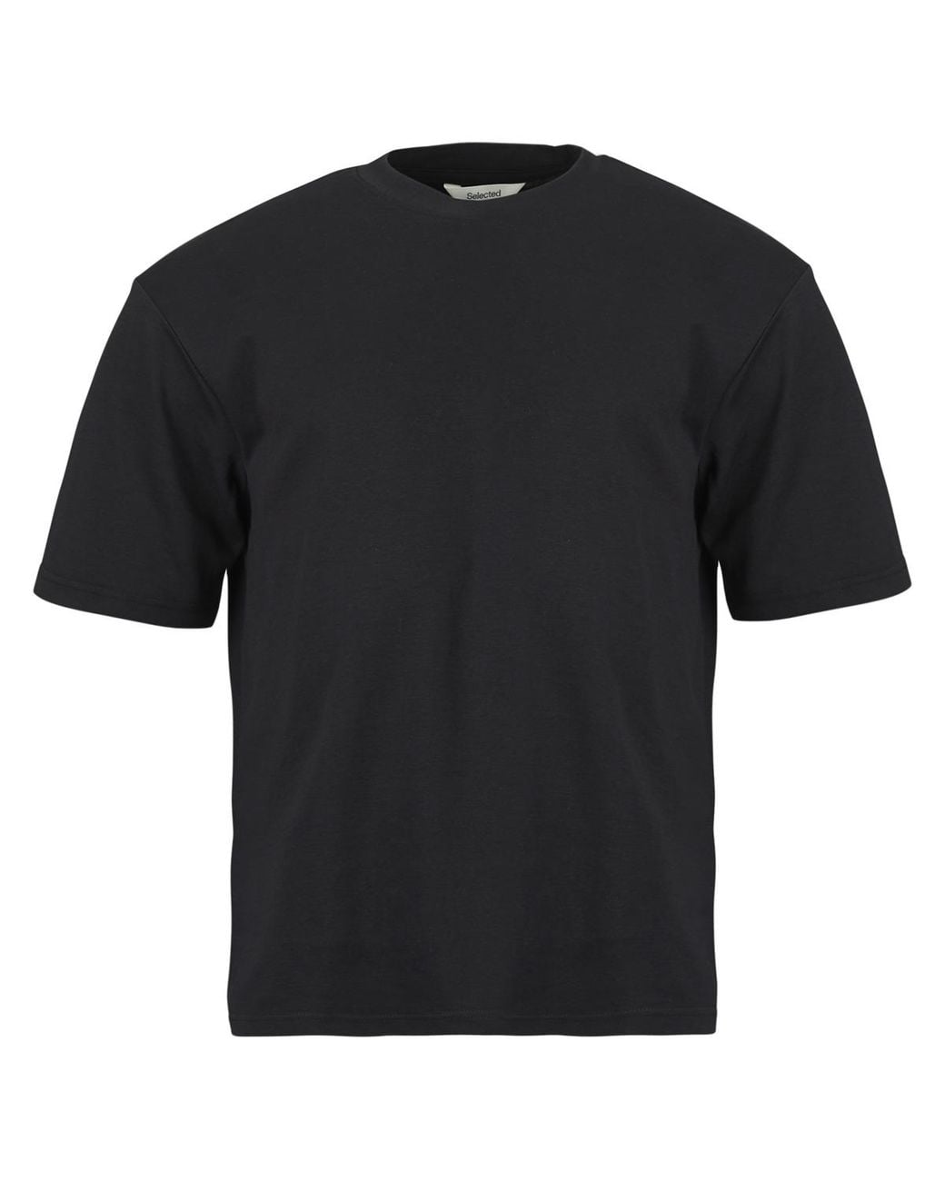 SELECTED Black T Shirt Slhlooseoscar Ss O-neck Tee for men