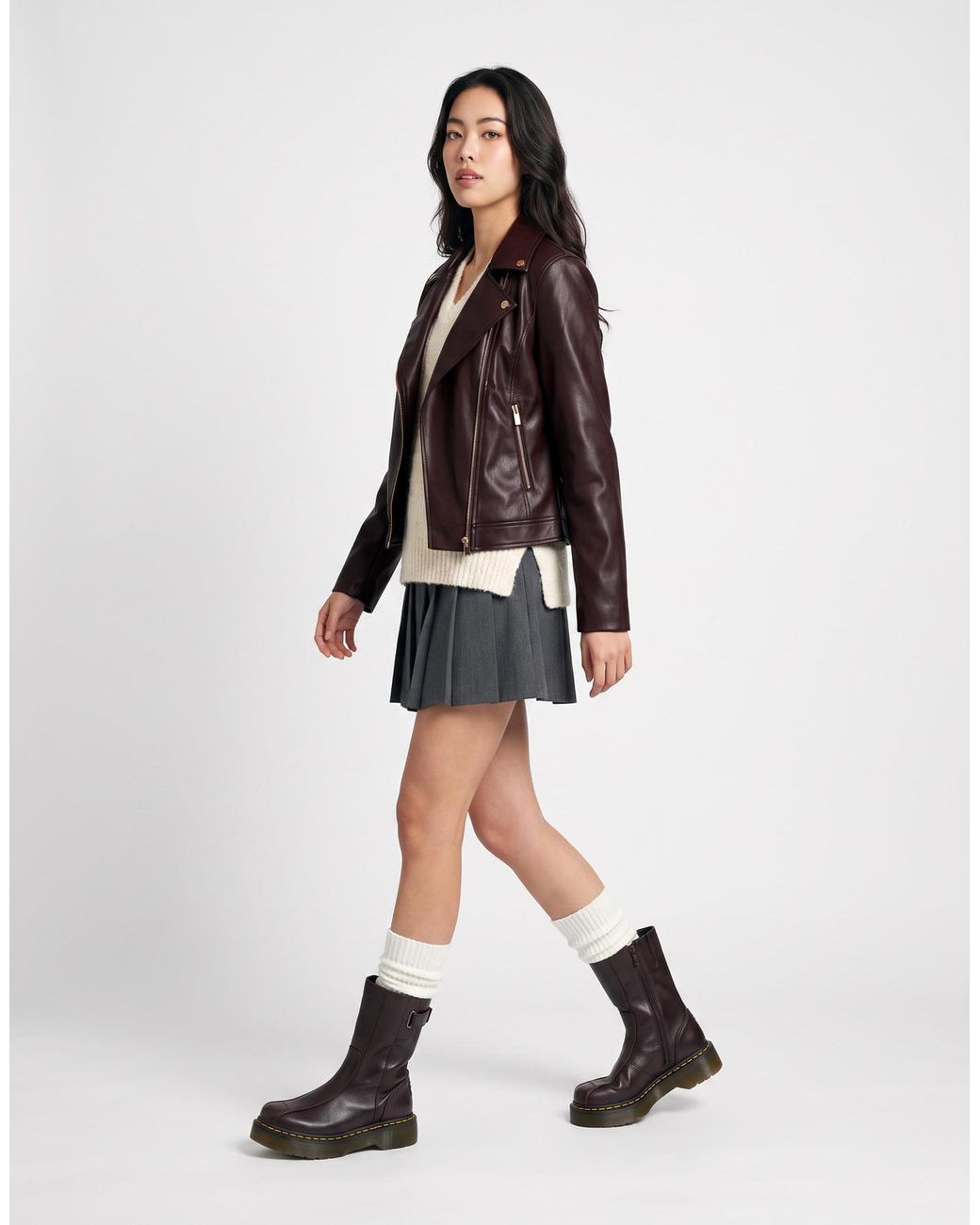 Morgan Brown Leather Jacket Geff