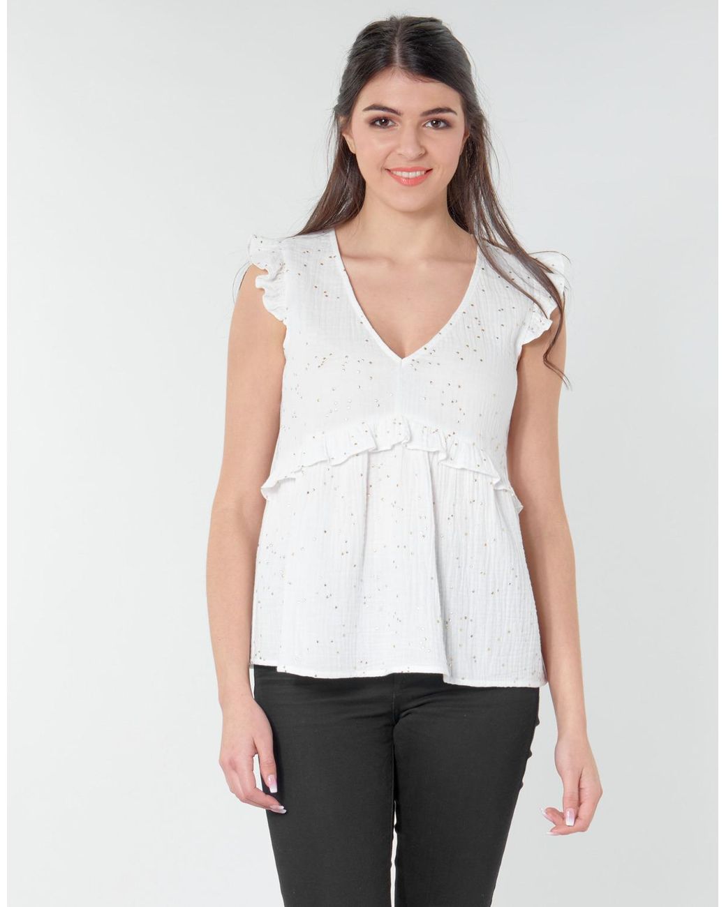 Betty London White Moudine Blouse