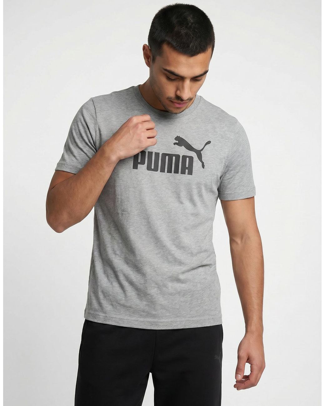 PUMA Gray T Shirt Ess No. 1 Logo Tee for men