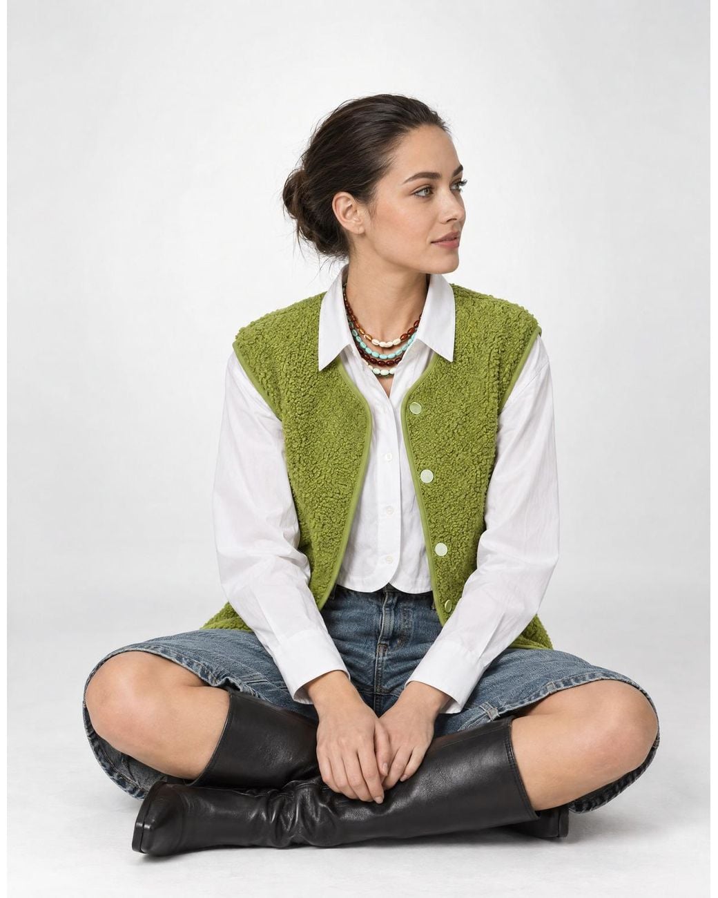 Pieces Green Cardigans Pckatty Teddy