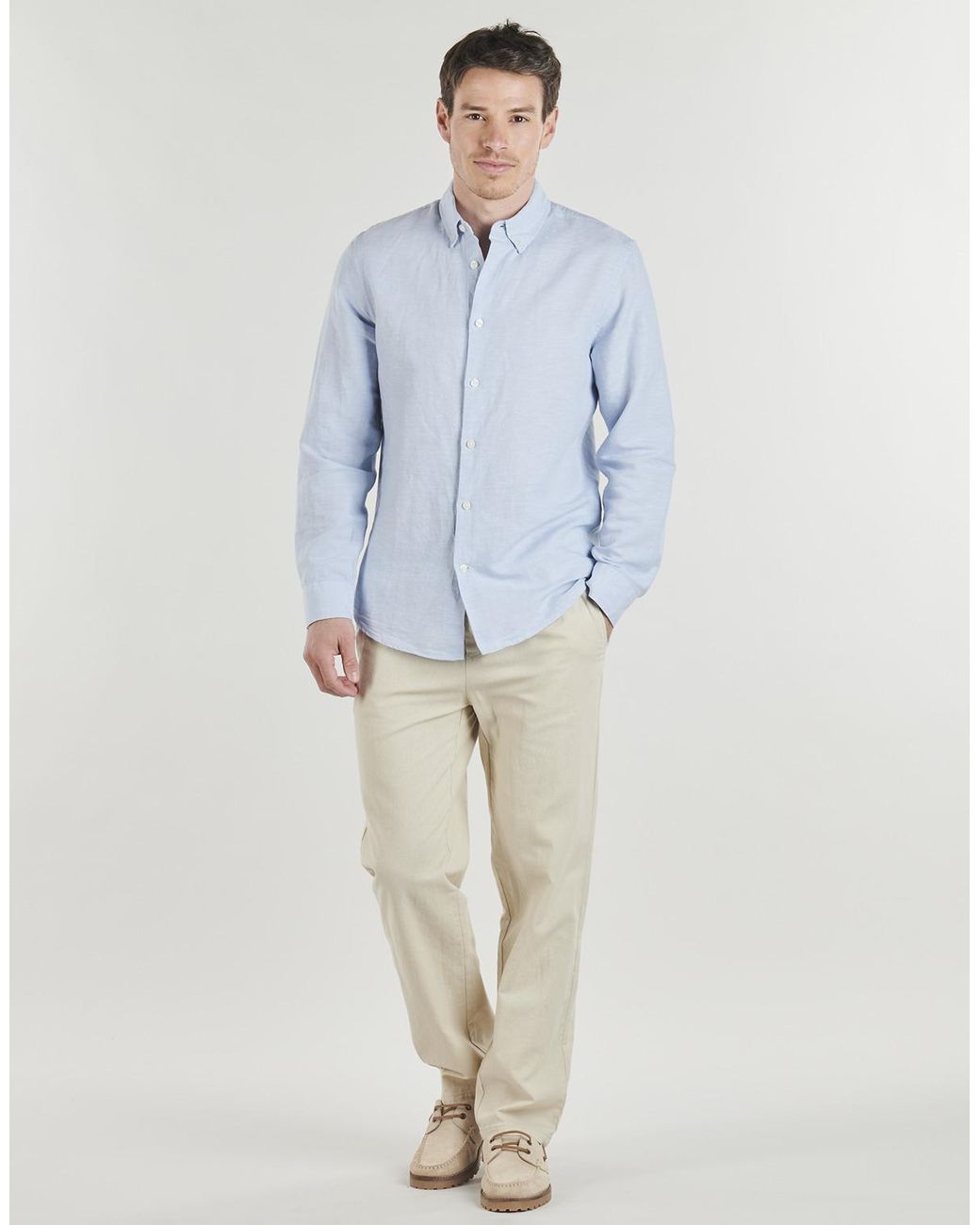 Only & Sons Natural Straight Trousers Onssinus Loose 0007 Cot Lin for men