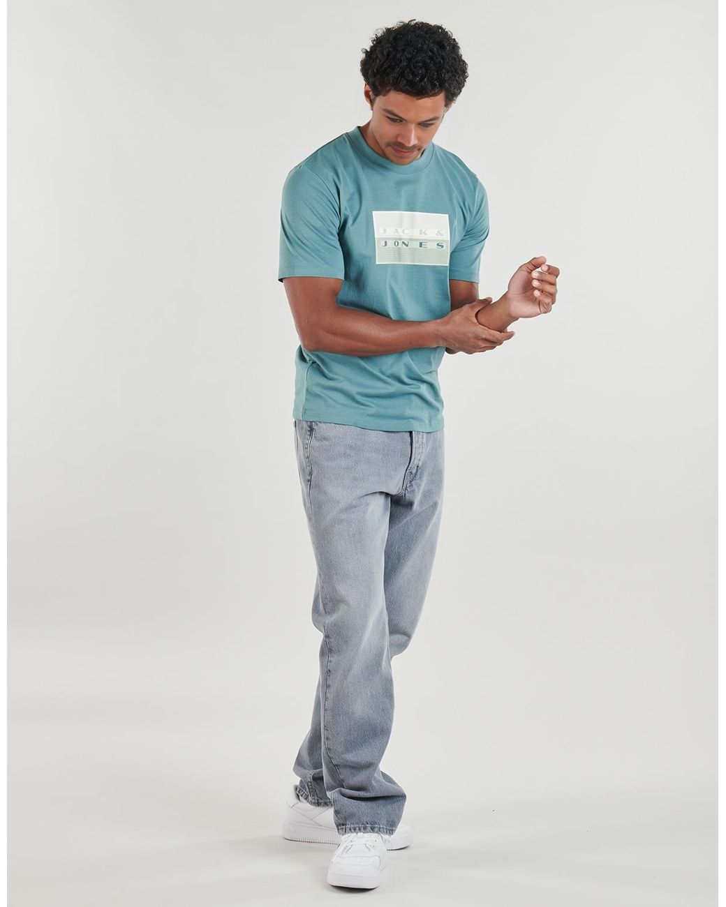Jack & Jones Blue T Shirt Jcofusion Dots Print for men
