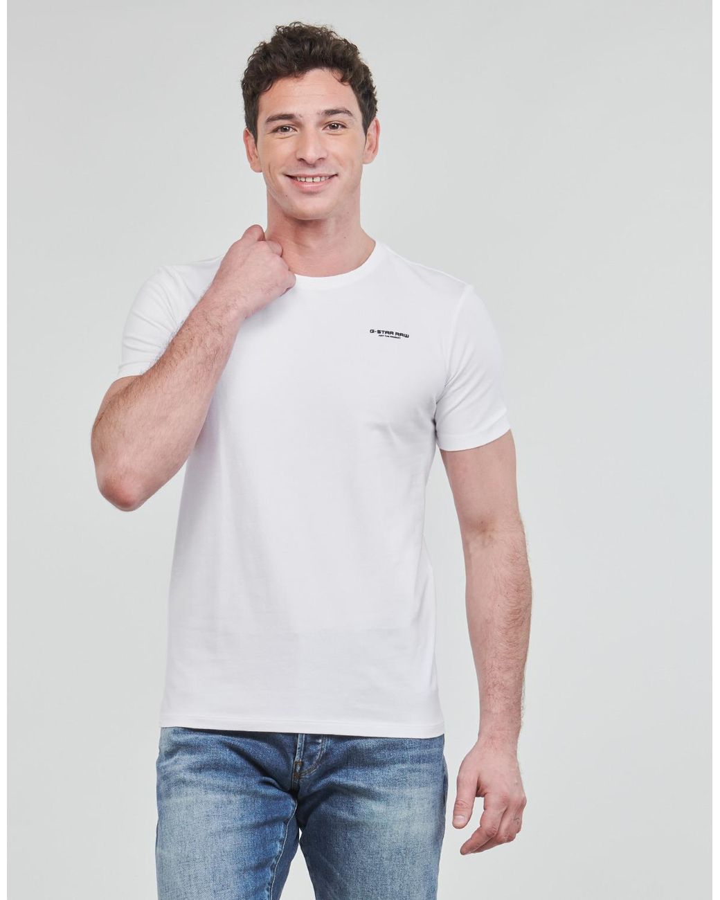 G-Star White Slim Base R T S\s T Shirt for men