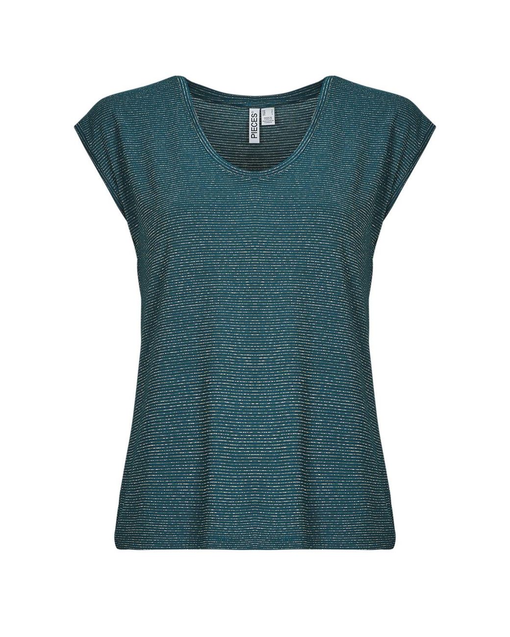 Pieces Blue T Shirt Pcbillo Tee Lurex Stripes