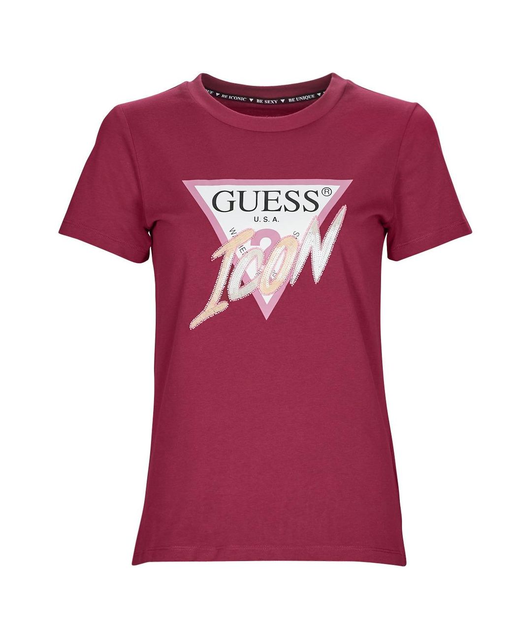 Guess Pink T Shirt Ss Cn Icon Tee