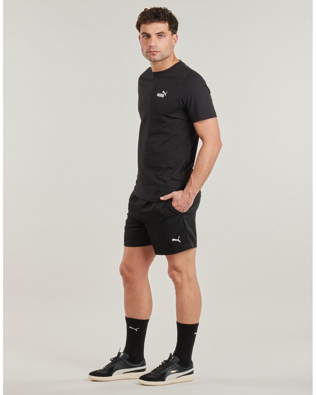 PUMA Black Shorts Ess Logo Woven Short for men