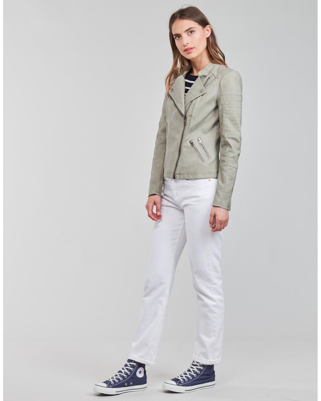 ONLY Gray Onlava Leather Jacket