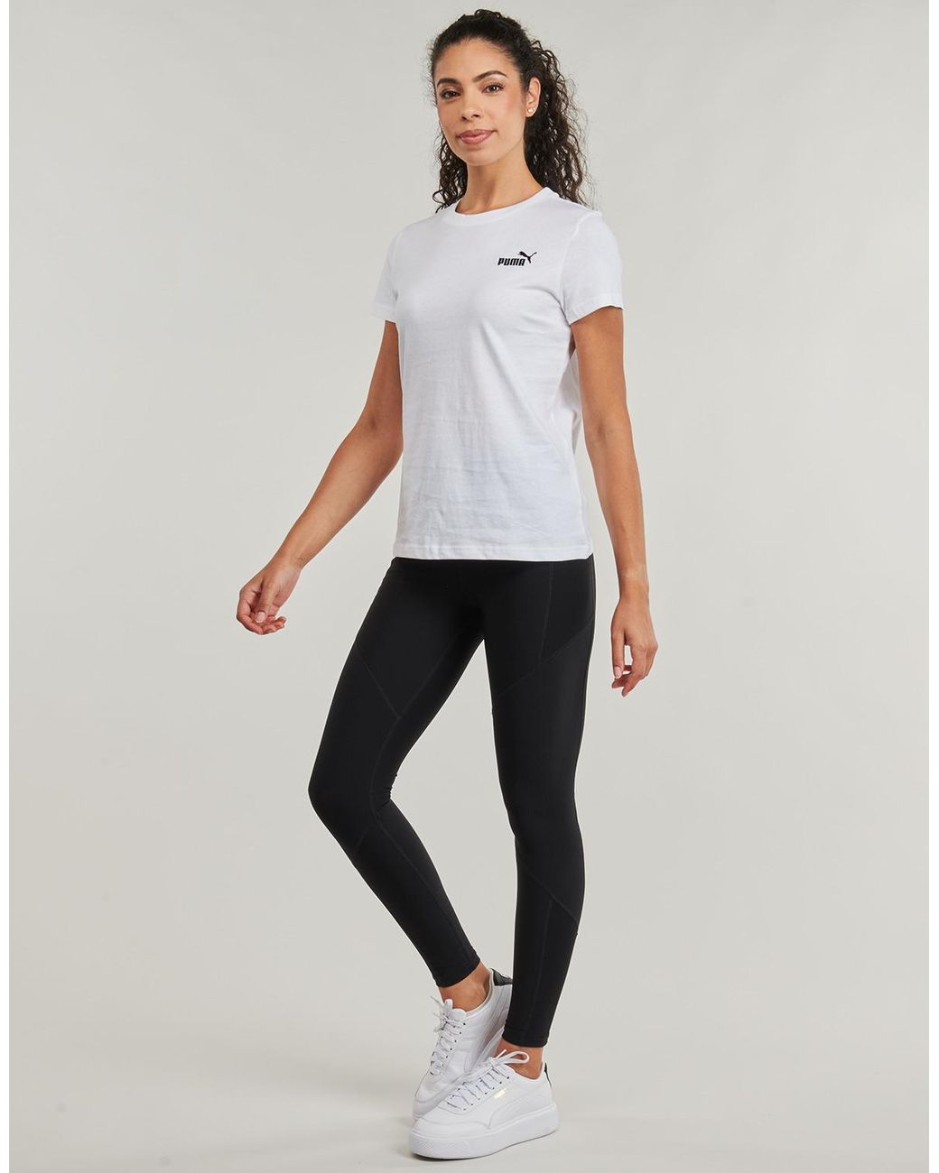 PUMA White T Shirt Ess Small No.1 Tee