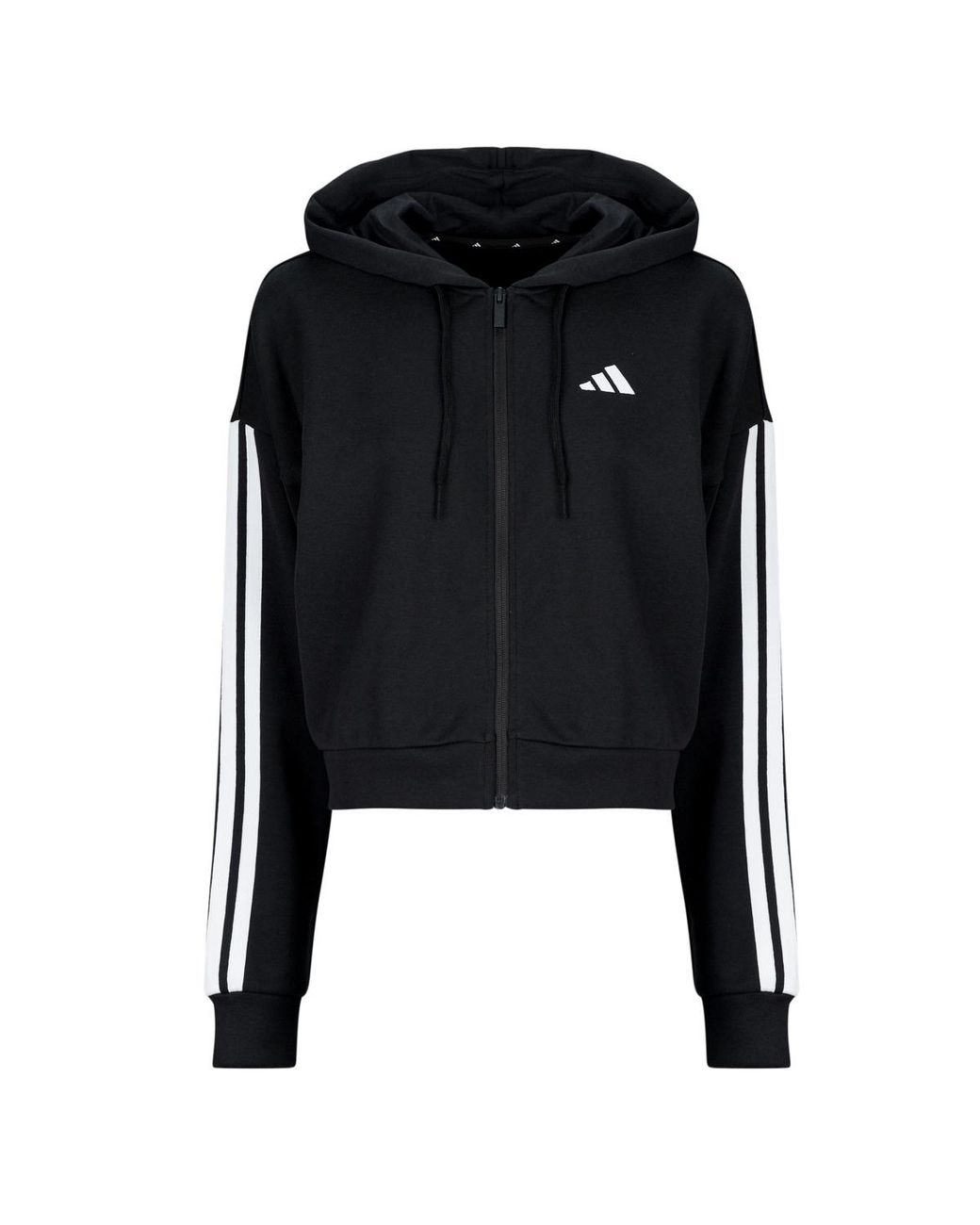 Adidas Black Tracksuit Jacket Essentials 3-stripes French Terry Full-zip Hoodie