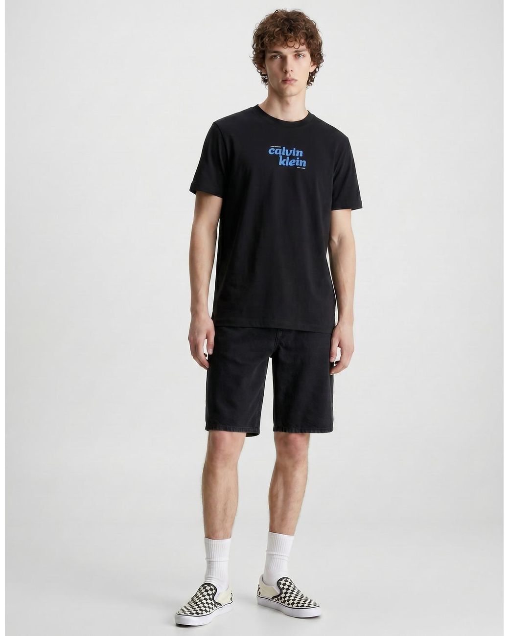 Calvin Klein Black T Shirt Ss 20s Calvinklein Trvl Fontgra for men