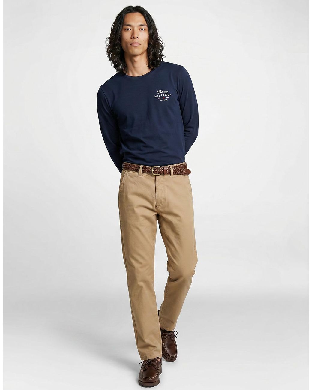 Tommy Hilfiger Blue Long Sleeve T-shirt Script Stack Ls Regular Tee for men