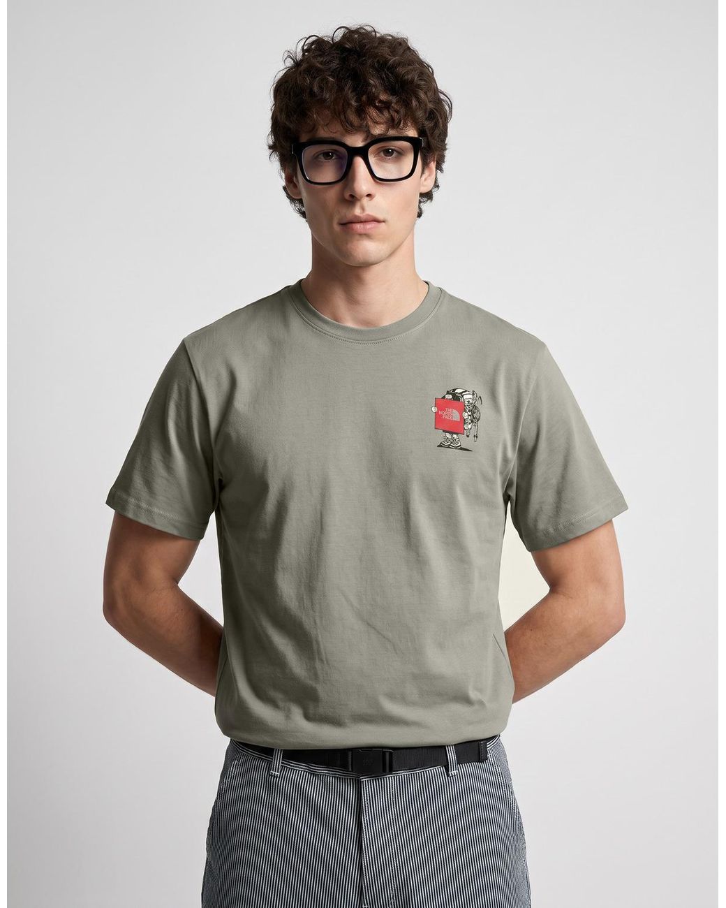 The North Face Gray T Shirt U Gear Up Get Out Rlx Ss Tee-graphic for men