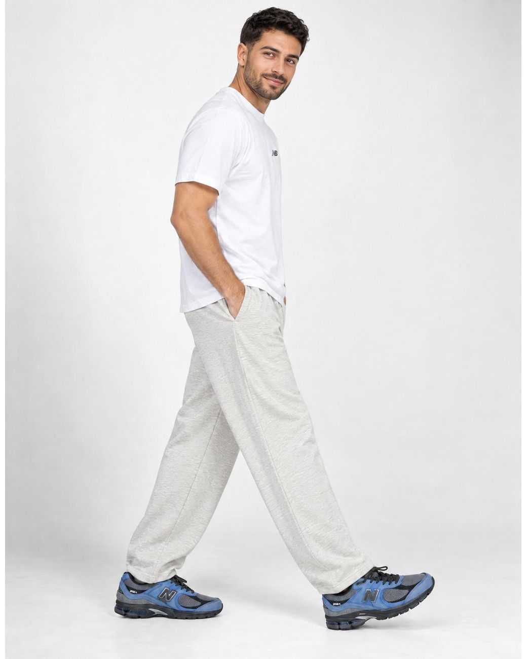 New Balance White T Shirt Sport Essentials Cotton T-shirt for men