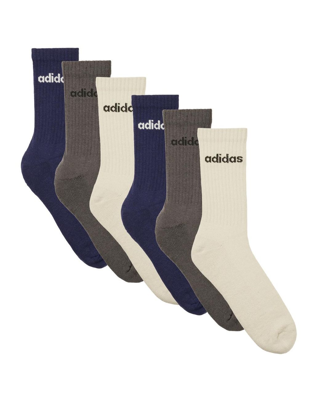 Adidas Blue Socks Linear Crew Socks Cushioned Socks 6 Pair Pack for men
