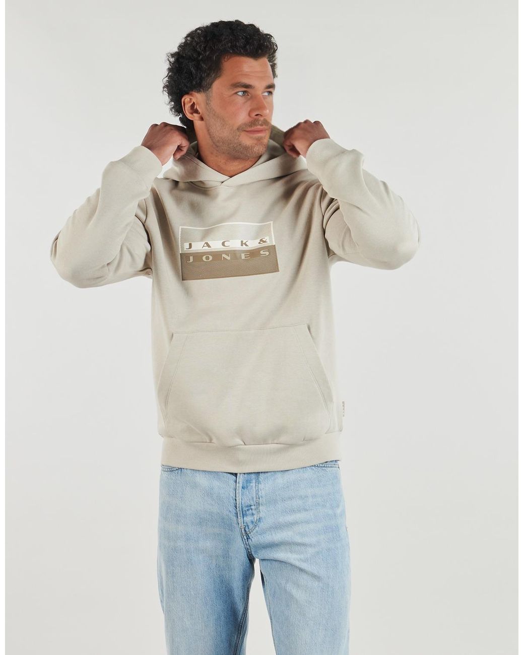 Jack & Jones Gray Hoodies Jcofusion Graphic for men