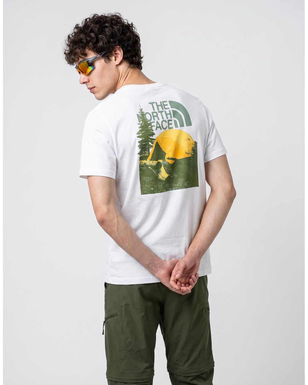 The North Face White T Shirt M Pitch A Tent Relaxed Ss Tee Tnf for men