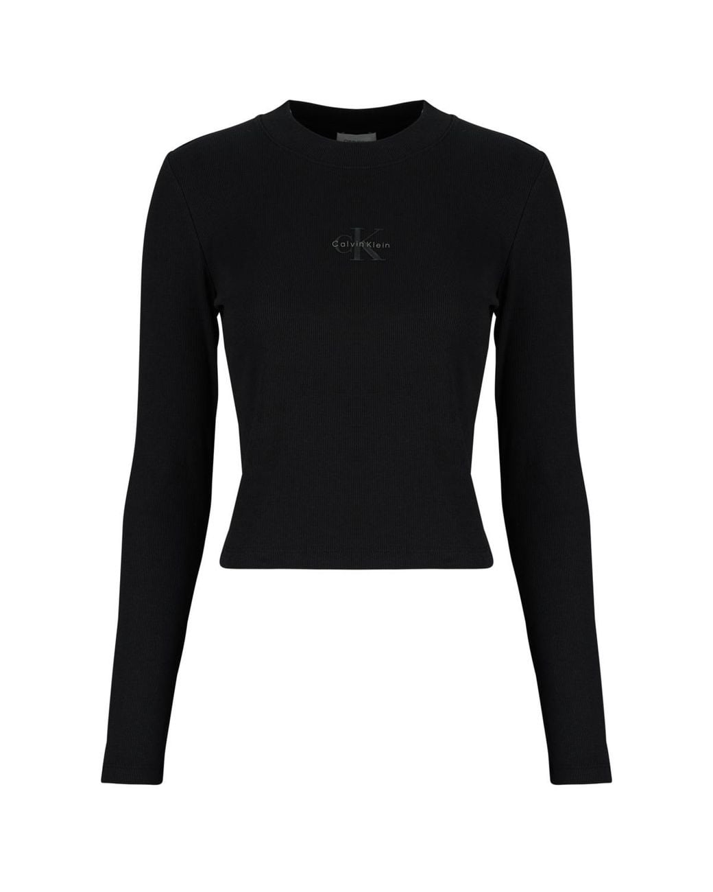 Calvin Klein Black Long Sleeve T-shirt Ls Monologo Baby Tee