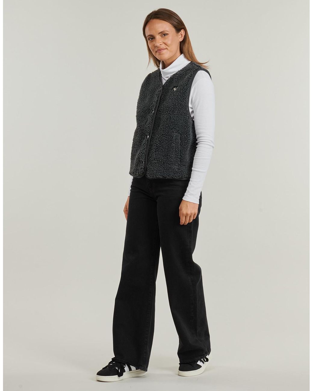Roxy Gray Fleece Jacket Iconic Town Vest